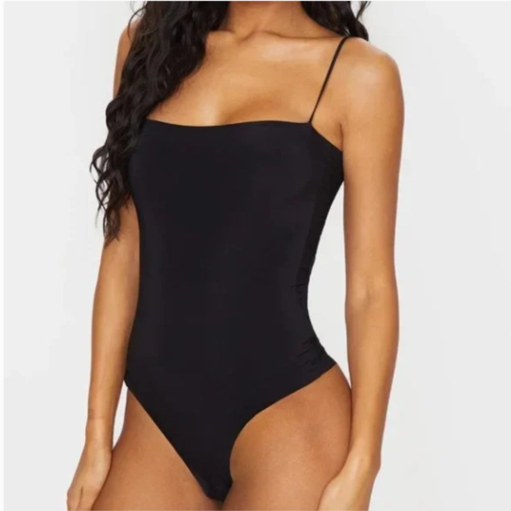 Abercrombie Thin Spaghetti Strap Black Seamless Bodysuit